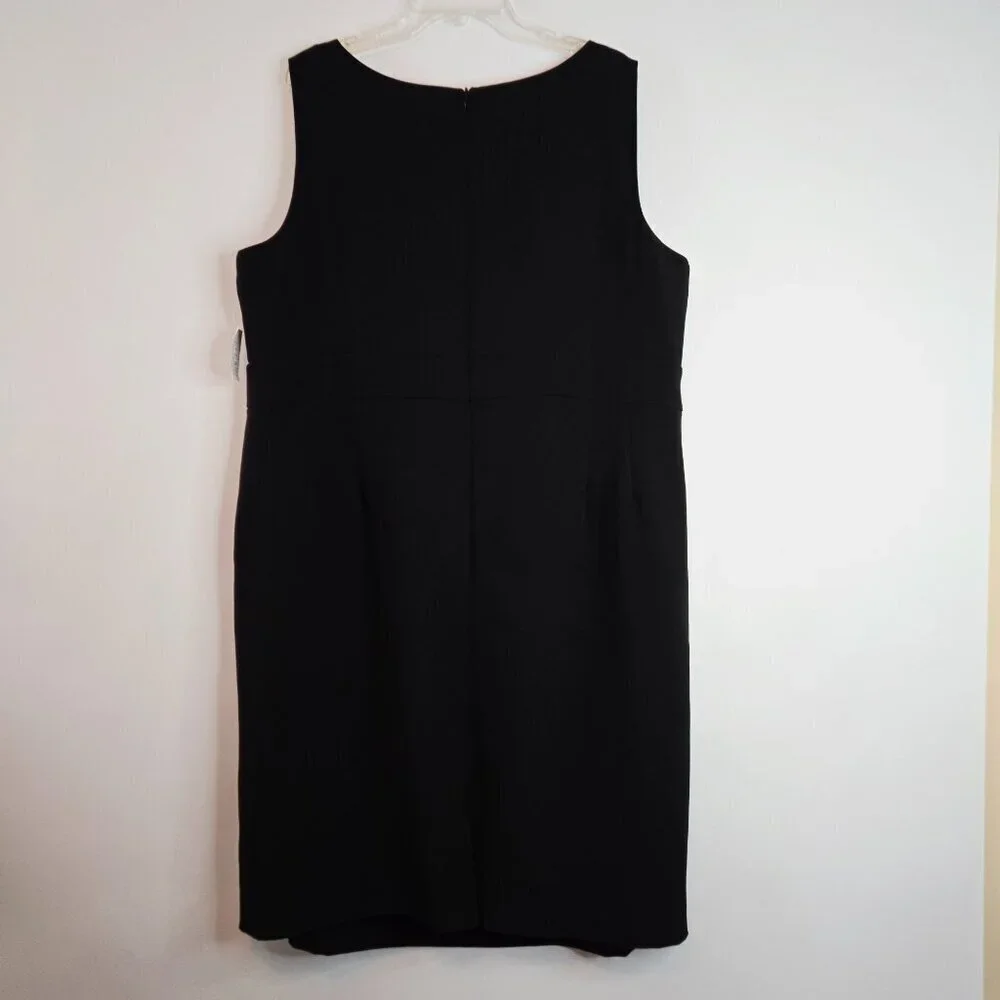 Le Bos Black Sleeveless Midi Dress Silver Front Chain Accent Plus Sz 22W - Picture 2 of 16